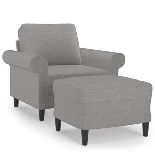 vidaXL Sofa Chair with Footstool Light Gray 23.6" Fabric
