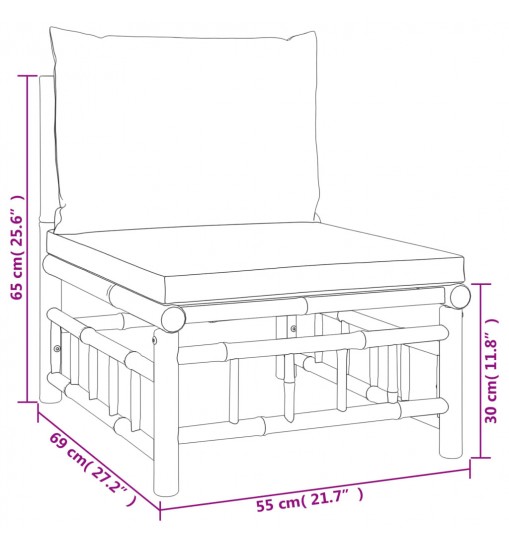 vidaXL 9 Piece Patio Lounge Set with Dark Gray Cushions Bamboo