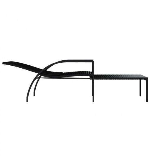 vidaXL Sun Loungers 2 pcs with Footrest PE Rattan Black