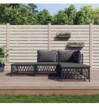 vidaXL 4 Piece Patio Lounge Set with Cushions Anthracite Steel