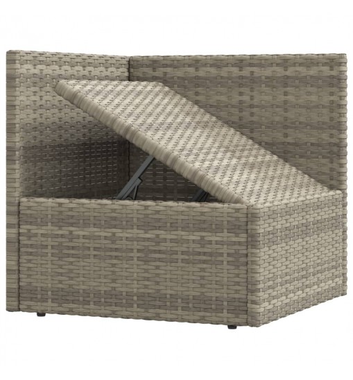 vidaXL 5 Piece Patio Lounge Set with Cushions Gray Poly Rattan
