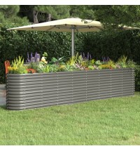 vidaXL Garden Raised Bed Powder-coated Steel 130.7"x15.7"x26.8" Gray