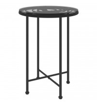 vidaXL Dining Table Black Ø21.7"? Tempered Glass and Steel
