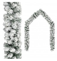 vidaXL Christmas Garland with Flocked Snow Green 16 ft PVC