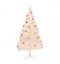 vidaXL Artificial Christmas Tree with Baubles and LEDs White 7 ft