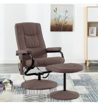 vidaXL Massage Recliner with Footrest Brown Fabric