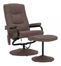 vidaXL Massage Recliner with Footrest Brown Fabric