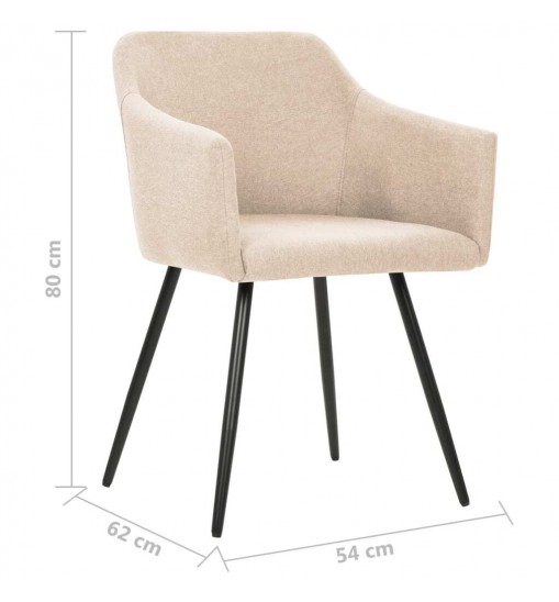 vidaXL Dining Chairs 2 pcs Cream Fabric