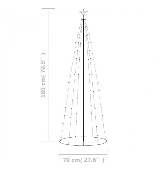 vidaXL Christmas Cone Tree Cold White 100 LEDs Decoration 2x6 ft