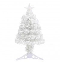 vidaXL Artificial Christmas Tree with LED White 2 ft Fiber Optic