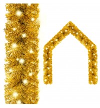 vidaXL Christmas Garland with LED Lights 16 ft Gold