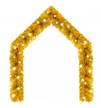 vidaXL Christmas Garland with LED Lights 16 ft Gold