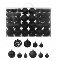 vidaXL 100 Piece Christmas Ball Set Black