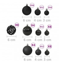 vidaXL 100 Piece Christmas Ball Set Black