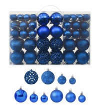 vidaXL 100 Piece Christmas Ball Set Blue