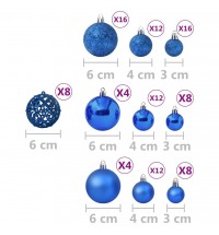 vidaXL 100 Piece Christmas Ball Set Blue