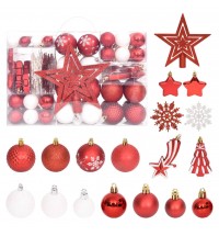 vidaXL 108 Piece Christmas Bauble Set Red and White