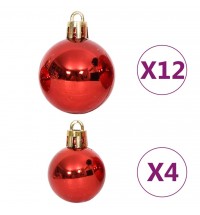 vidaXL 108 Piece Christmas Bauble Set Red and White