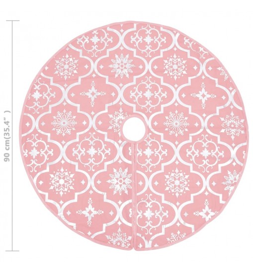 vidaXL Luxury Christmas Tree Skirt with Sock Pink 3 ft Fabric
