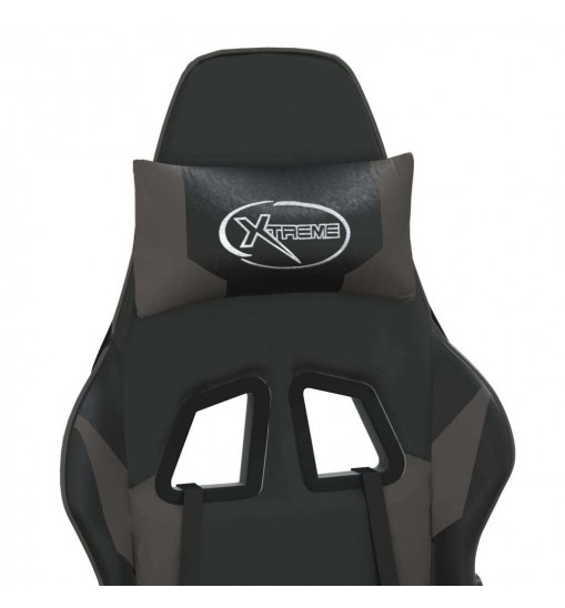 vidaXL Massage Gaming Chair with Footrest Black&Gray Faux Leather