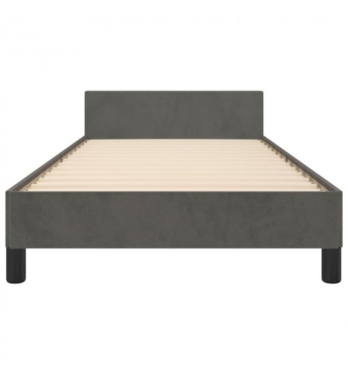 vidaXL Bed Frame with Headboard Dark Gray 39.4"x74.8" Twin Velvet