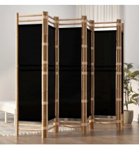 vidaXL Folding 6-Panel Room Divider 94.5" Bamboo and Canvas