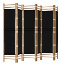 vidaXL Folding 6-Panel Room Divider 94.5" Bamboo and Canvas