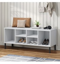 vidaXL Shoe Rack with Metal Legs White 41.7"x13.8"x17.7" Solid Wood OSLO