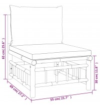 vidaXL 2 Piece Patio Lounge Set with Dark Gray Cushions Bamboo