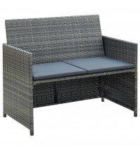 vidaXL 4 Piece Patio Lounge with Cushions Set Poly Rattan Gray