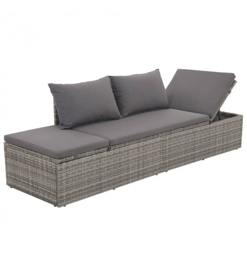 vidaXL Patio Bed Gray 76.8"x23.6" Poly Rattan