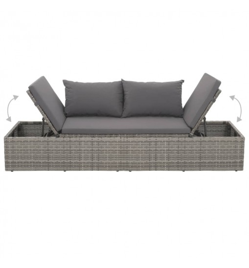 vidaXL Patio Bed Gray 76.8"x23.6" Poly Rattan