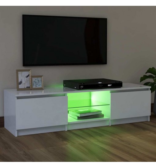 vidaXL TV Stand with LED Lights White 47.2"x11.8"x14"
