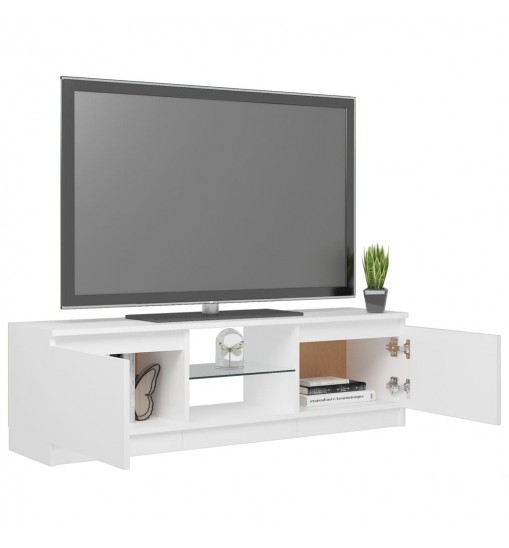 vidaXL TV Stand with LED Lights White 47.2"x11.8"x14"