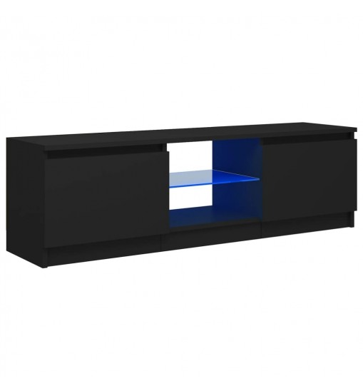 vidaXL TV Stand with LED Lights Black 47.2"x11.8"x14"