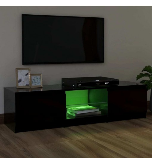 vidaXL TV Stand with LED Lights Black 47.2"x11.8"x14"
