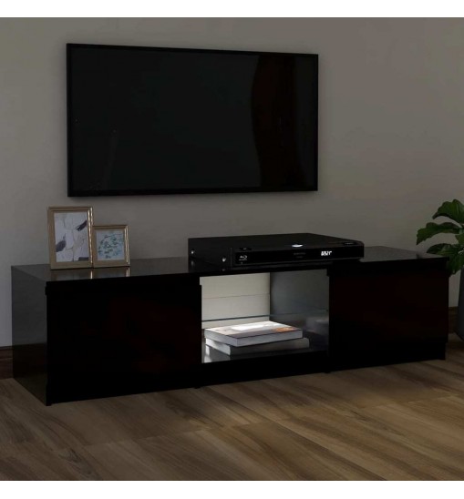 vidaXL TV Stand with LED Lights Black 47.2"x11.8"x14"