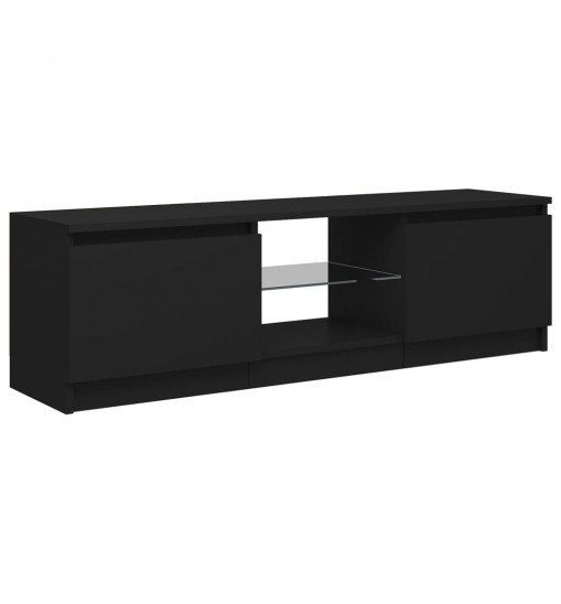 vidaXL TV Stand with LED Lights Black 47.2"x11.8"x14"