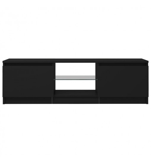 vidaXL TV Stand with LED Lights Black 47.2"x11.8"x14"