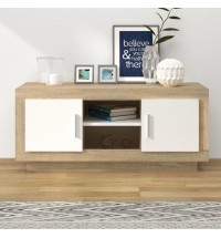 vidaXL TV Stand White and Sonoma Oak 40.2"x13.8"x17.7" Engineered Wood