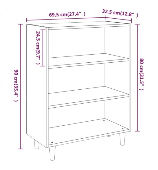 vidaXL Sideboard Gray Sonoma 27.4"x12.8"x35.4" Engineered Wood