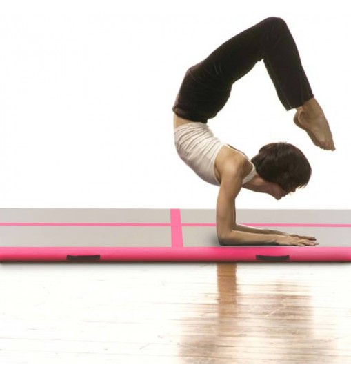 vidaXL Inflatable Gymnastics Mat with Pump 315"x39.4"x3.9" PVC Pink