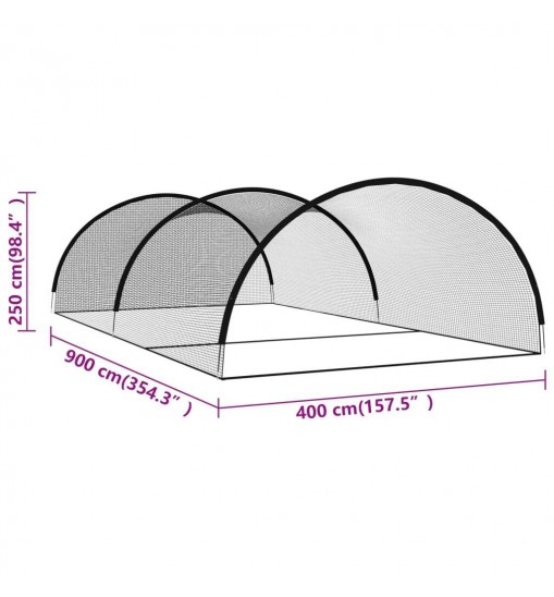 vidaXL Baseball Batting Cage Net Black 354.3"x157.5"x98.4" Polyester