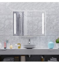 32 x 24 Inch Quadrate Wall Mirror with 3-Color Lights and  Anti-Fog Function