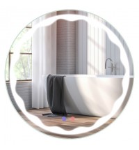 24 Inch Round Wall Mirror with 3-Color LED Lights and Smart Touch Button