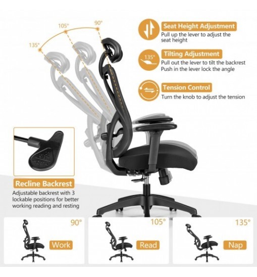 High Back Mesh Executive Chair with Adjustable Lumbar Support