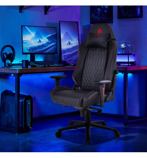 Adjustable Gaming Chair with Gas Lift 4D Armrest and Lumbar Support-Black Adjustable Gaming Chair with Gas Lift 4D Armrest and Lumbar Support-Black