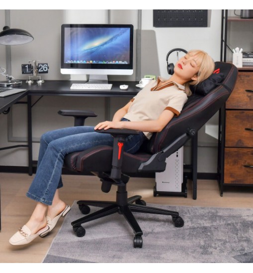 Adjustable Gaming Chair with Gas Lift 4D Armrest and Lumbar Support-Black Adjustable Gaming Chair with Gas Lift 4D Armrest and Lumbar Support-Black