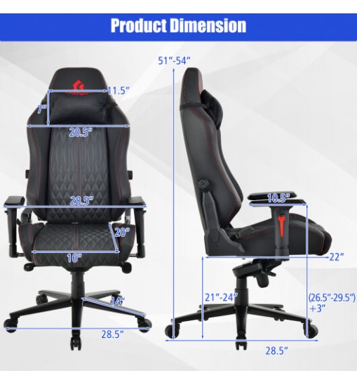 Adjustable Gaming Chair with Gas Lift 4D Armrest and Lumbar Support-Black Adjustable Gaming Chair with Gas Lift 4D Armrest and Lumbar Support-Black