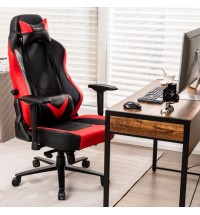 360?° Swivel Computer Chair with Casters for Office Bedroom-Red